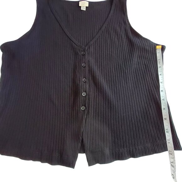 Black Ribbed Button-Front Tank Top By A New Day XLRibbed texture for added style - Picture 5 of 8